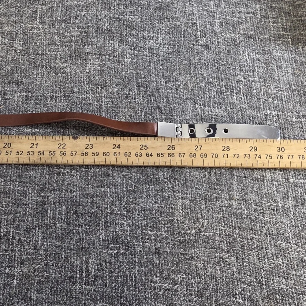 Michael Kors Womens Brown Leather Skinny Belt Silver Buckle XS 30